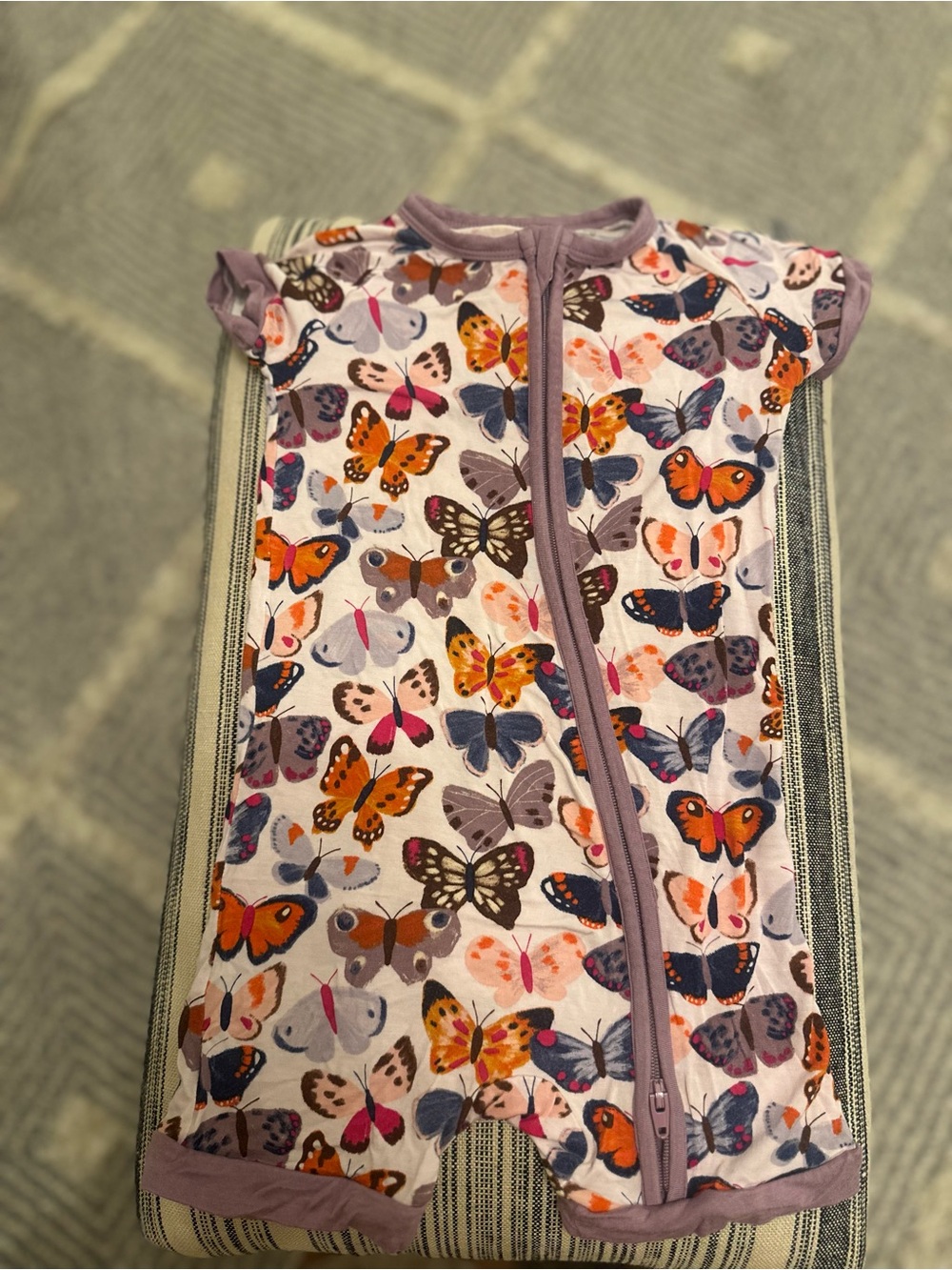 12-18 Months Little Sleepies Lavender Butterfly Zip Bamboo One-Piece Zippy